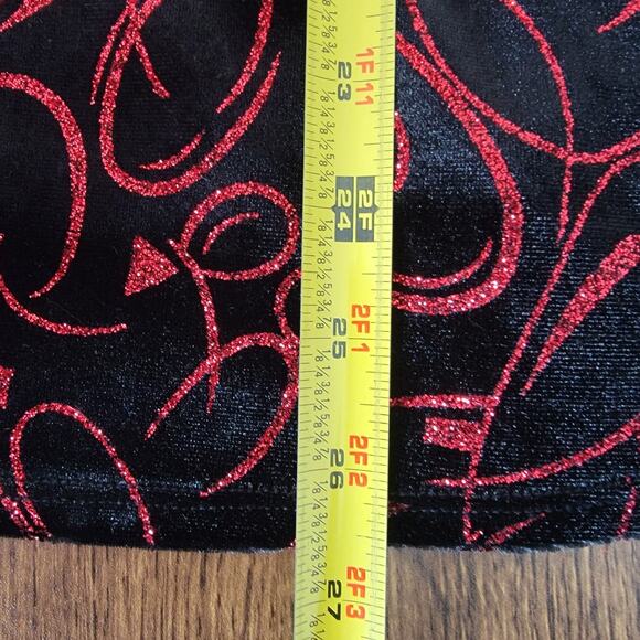 Black Velvet Red Sequin Top Sz S Christmas Holidays Sparkle Whimsygoth Notations - Picture 6 of 10